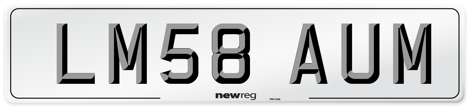 LM58 AUM Number Plate from New Reg